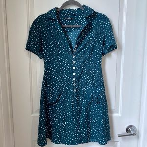 Polkadot Mini Button Up Dress with Pockets